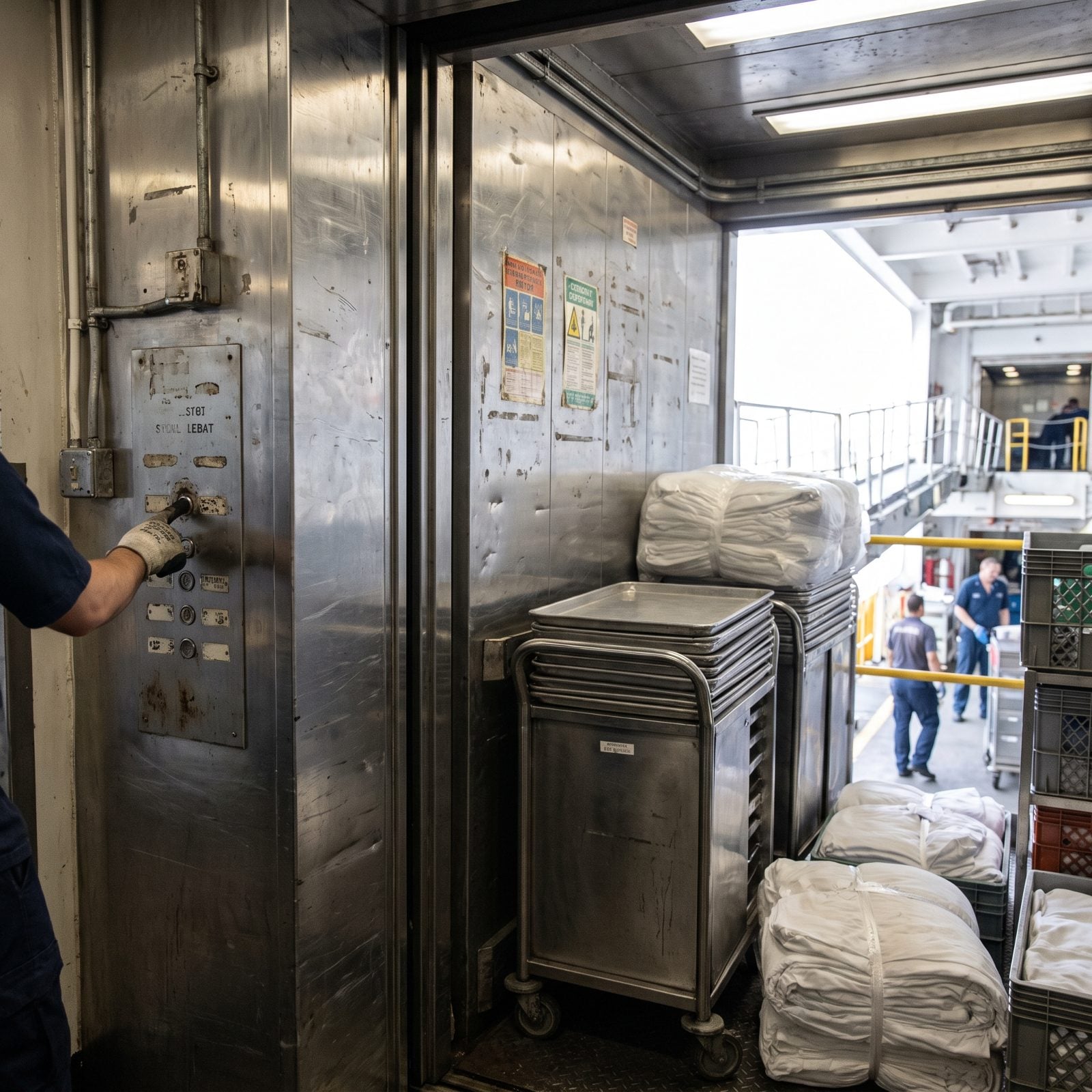 The Service Elevators Doing the Ship's Heavy Lifting
