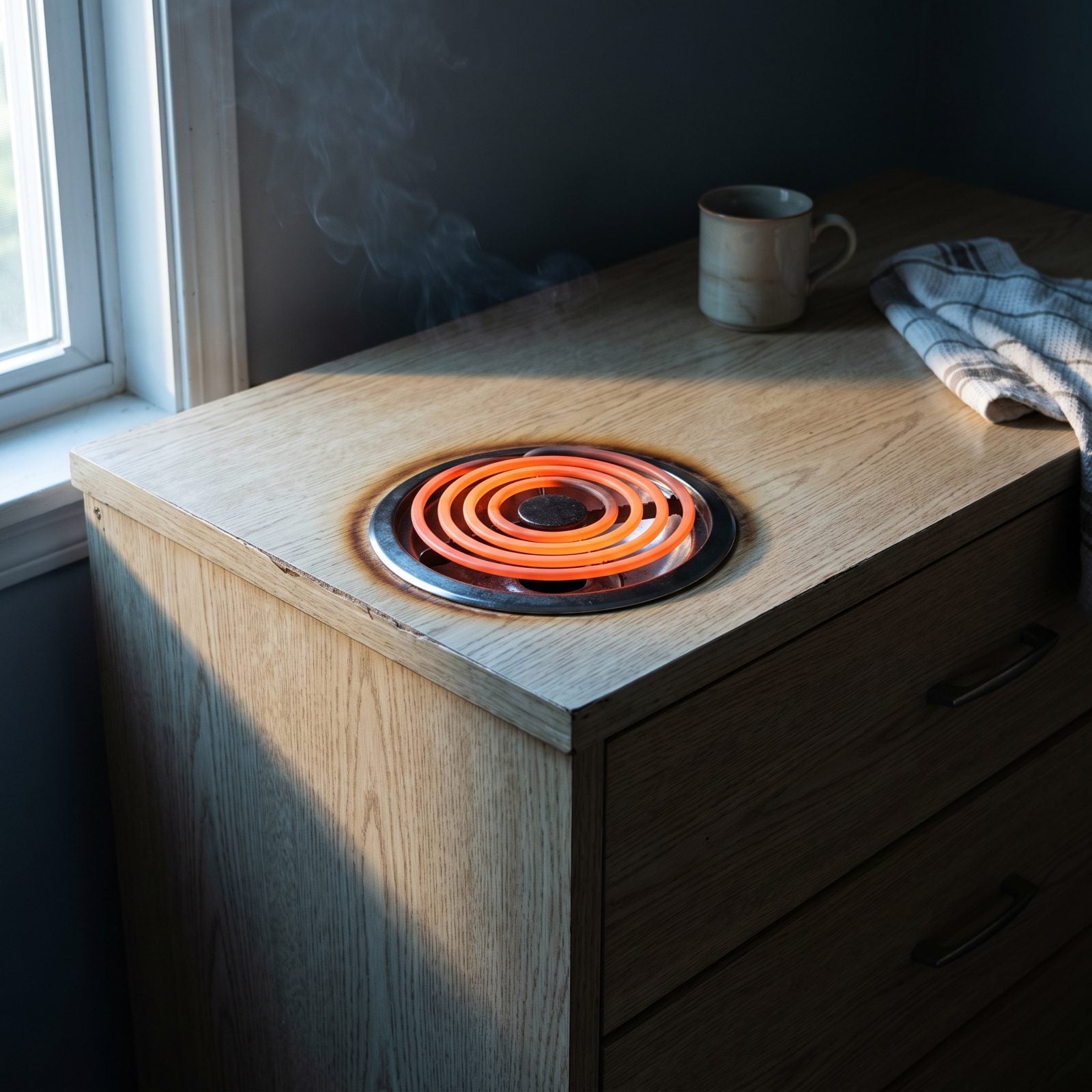Setting Up a Hot Plate or Portable Burner on the Dresser