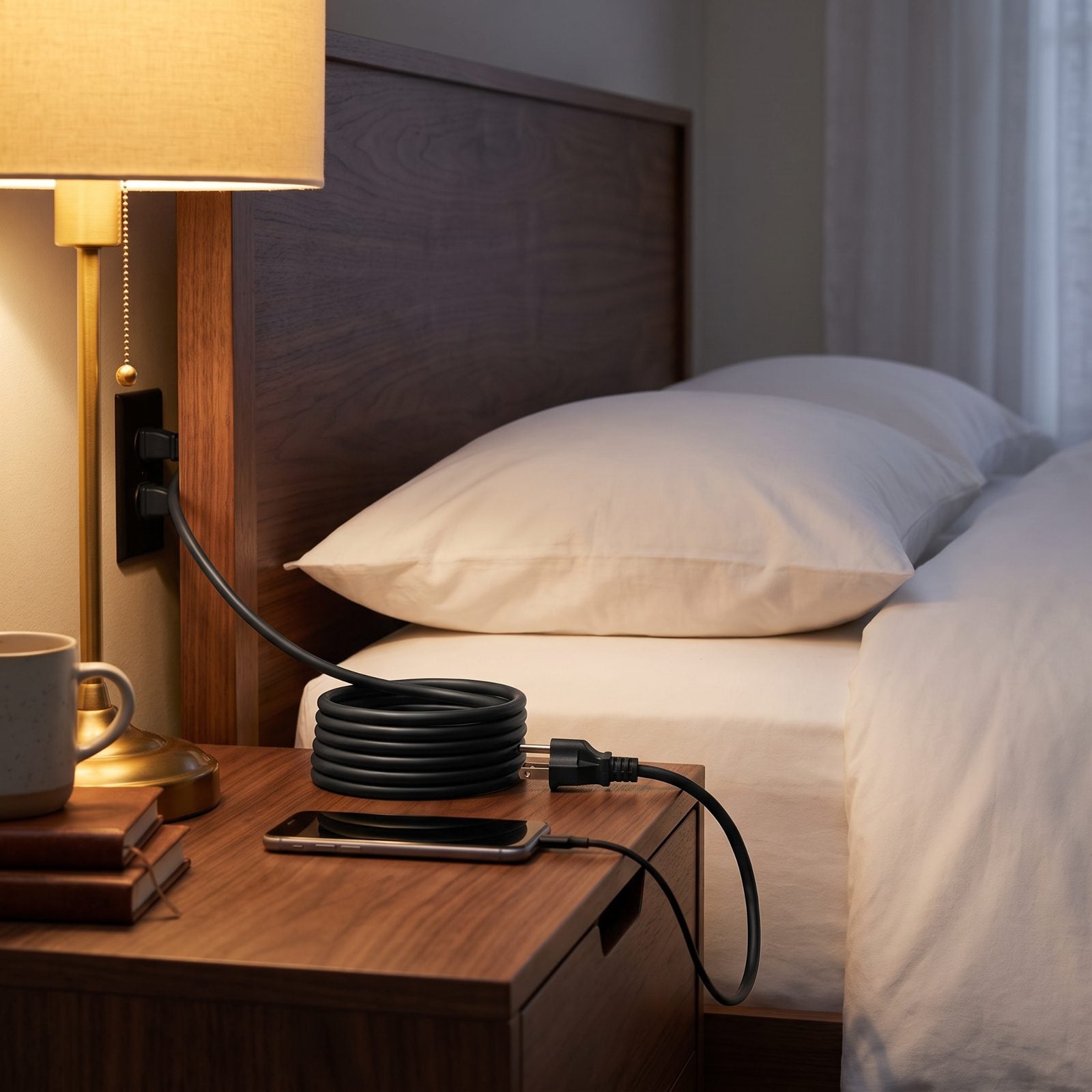 A Short Extension Cord for Inconvenient Hotel Outlets