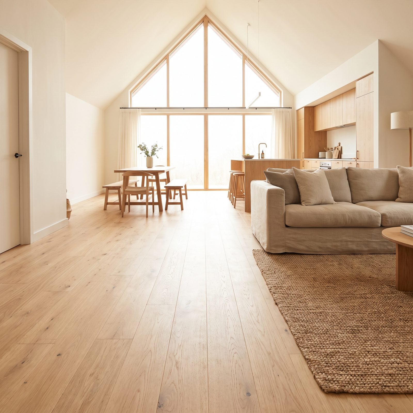 A Single Flooring Material Makes the Cabin Feel Wider