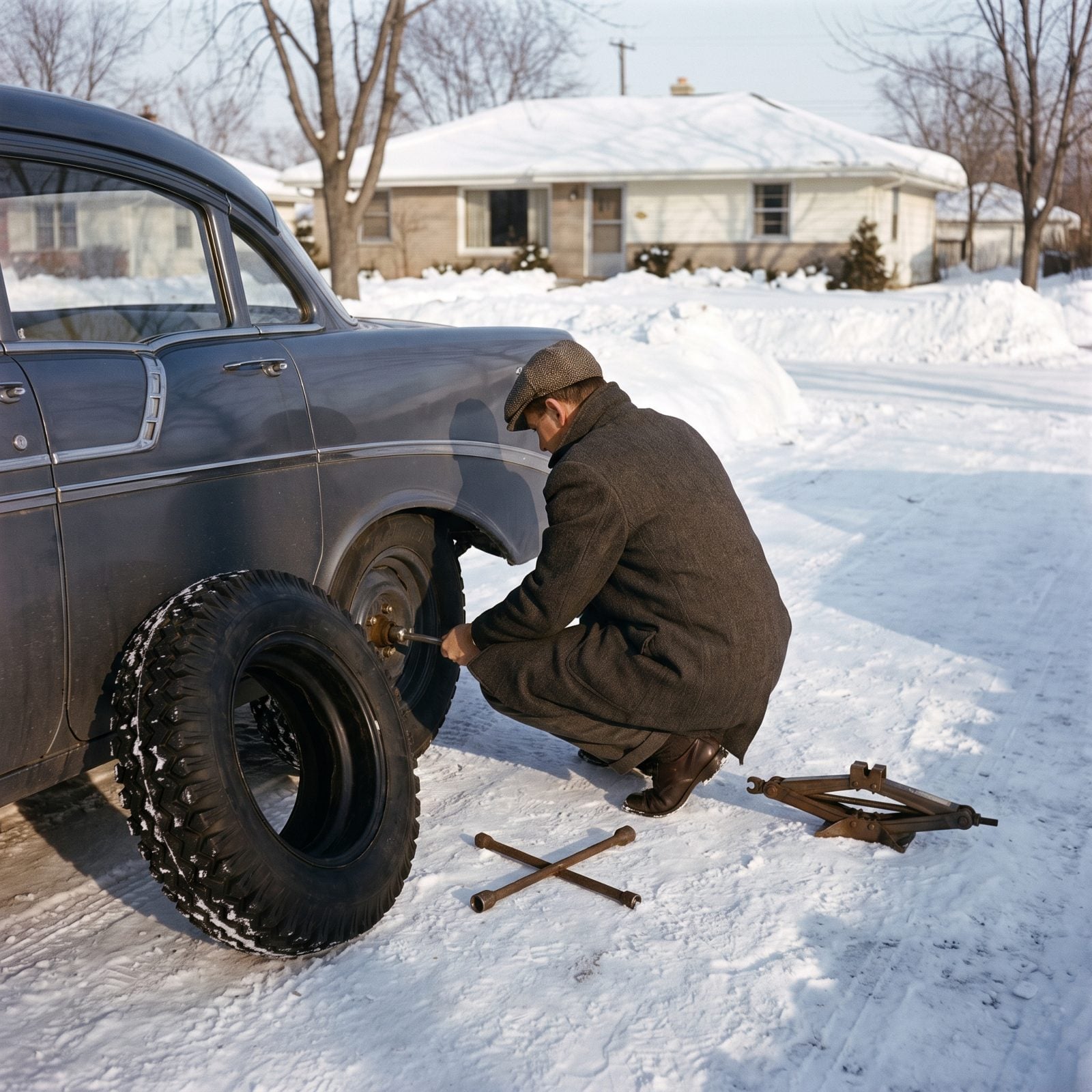 Snow Tires Got Bolted On Before the Winter Trip
