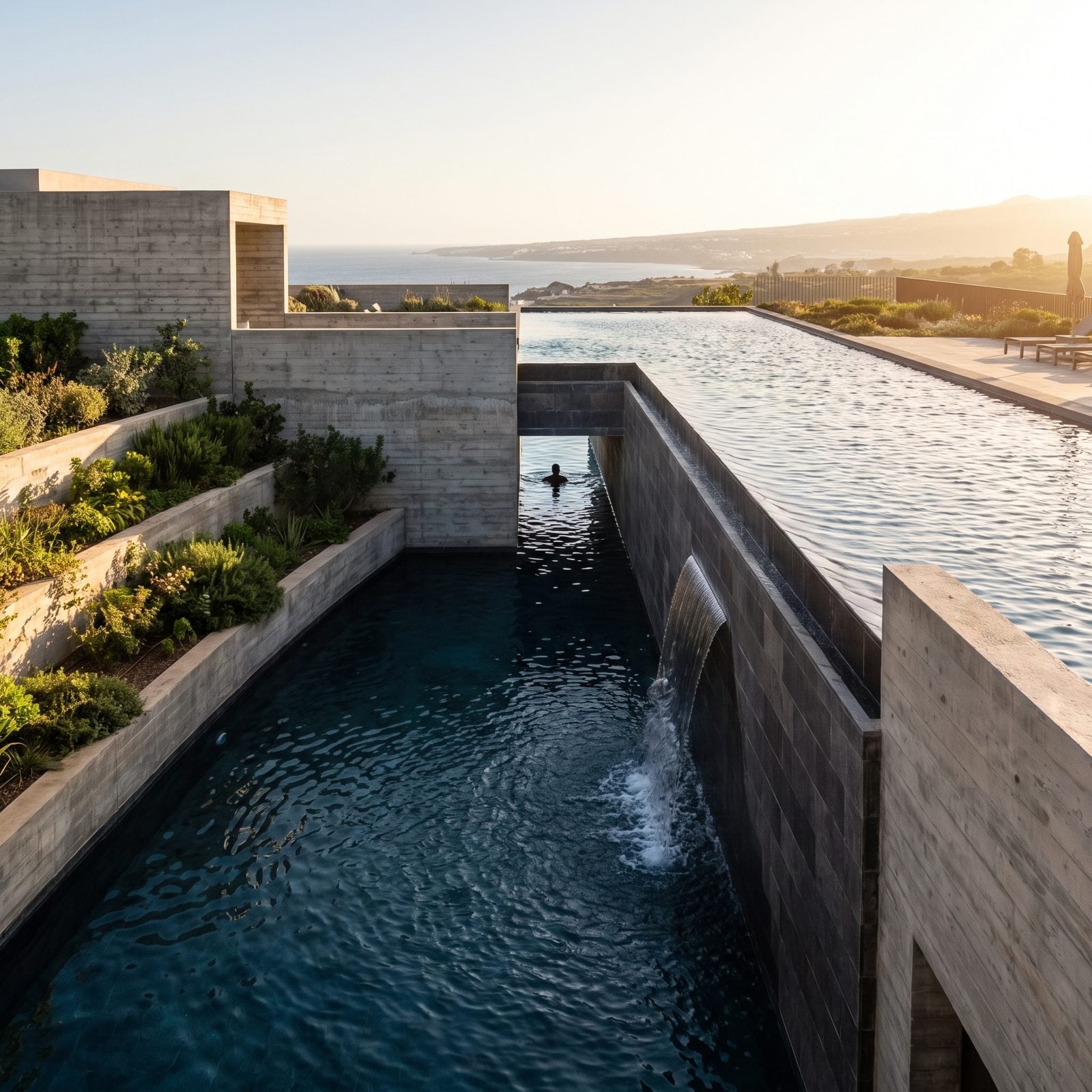 A Split-Level Pool With an Underwater Connection