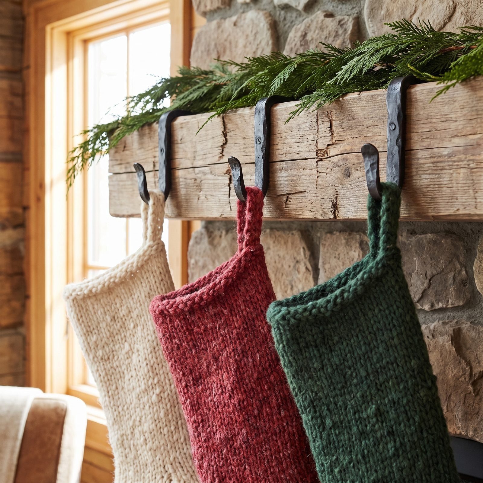Stockings Hung From Forged-Iron Hooks