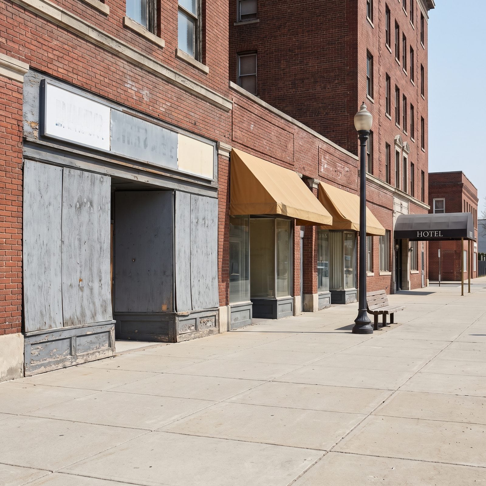 Street-View Images Show Boarded-Up Businesses Around the Entrance