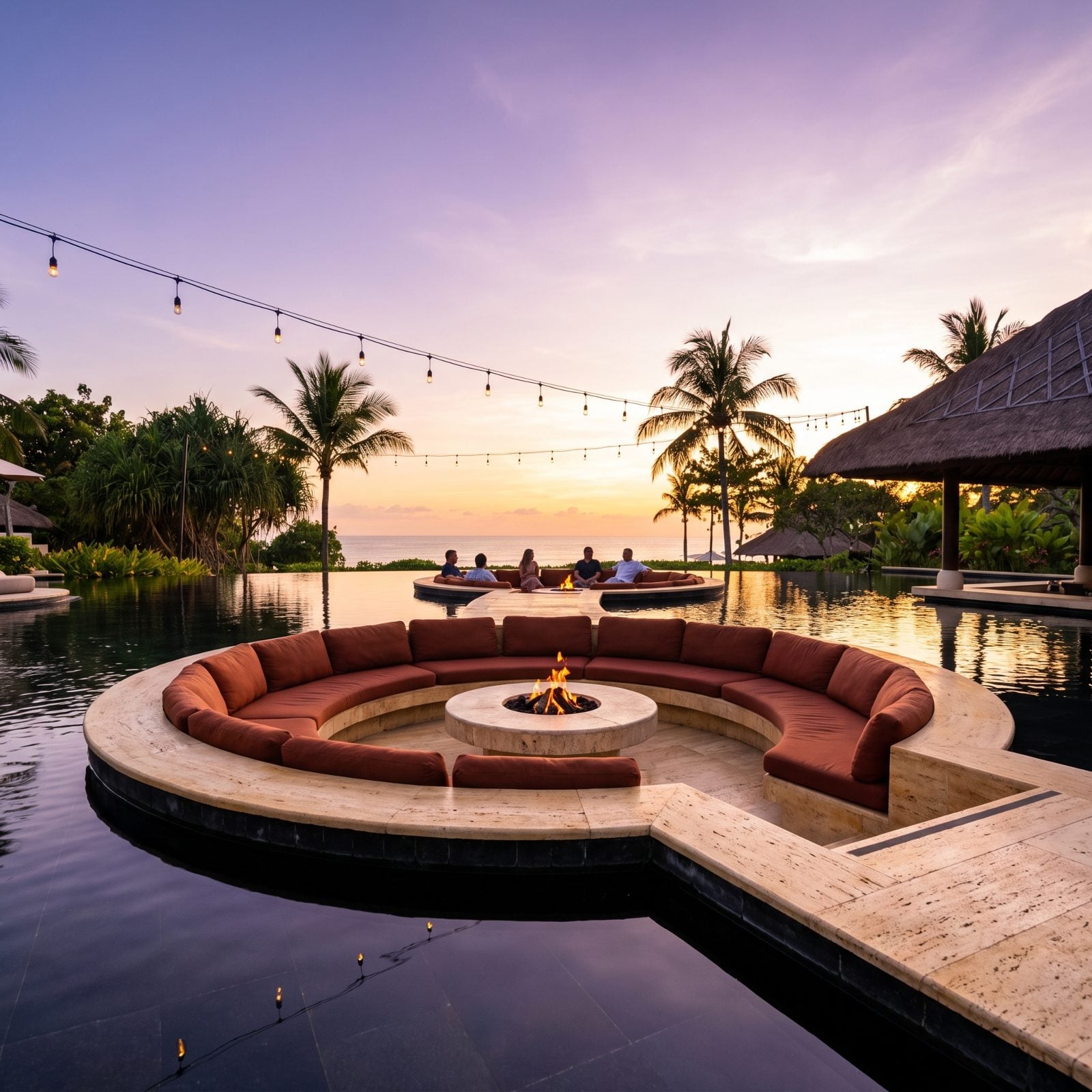 A Sunken Conversation Pit Surrounded by Water