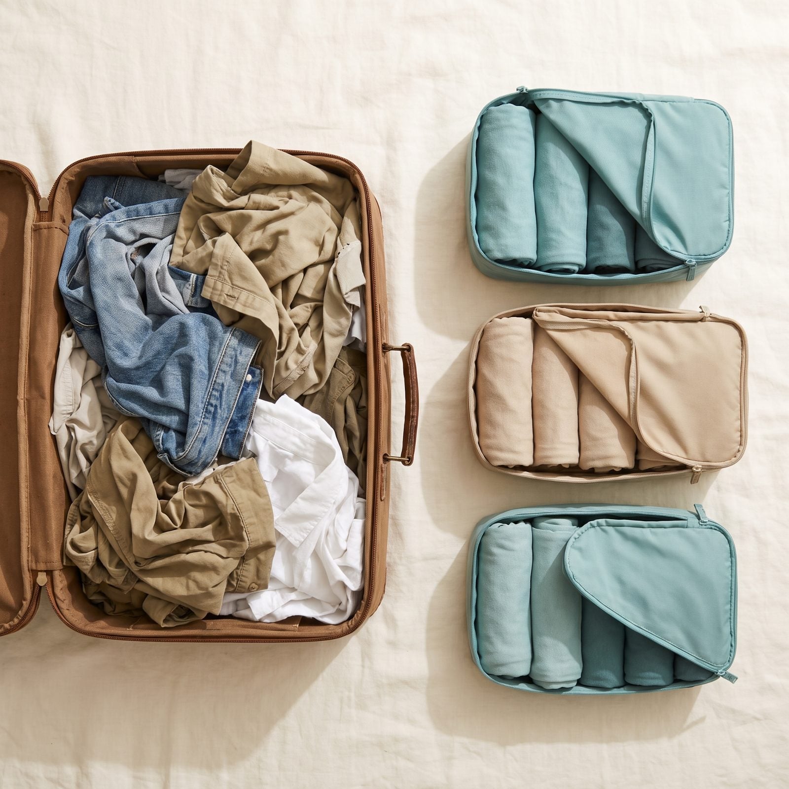 Swap the Loose Clothes Pile for Zippered Packing Cubes