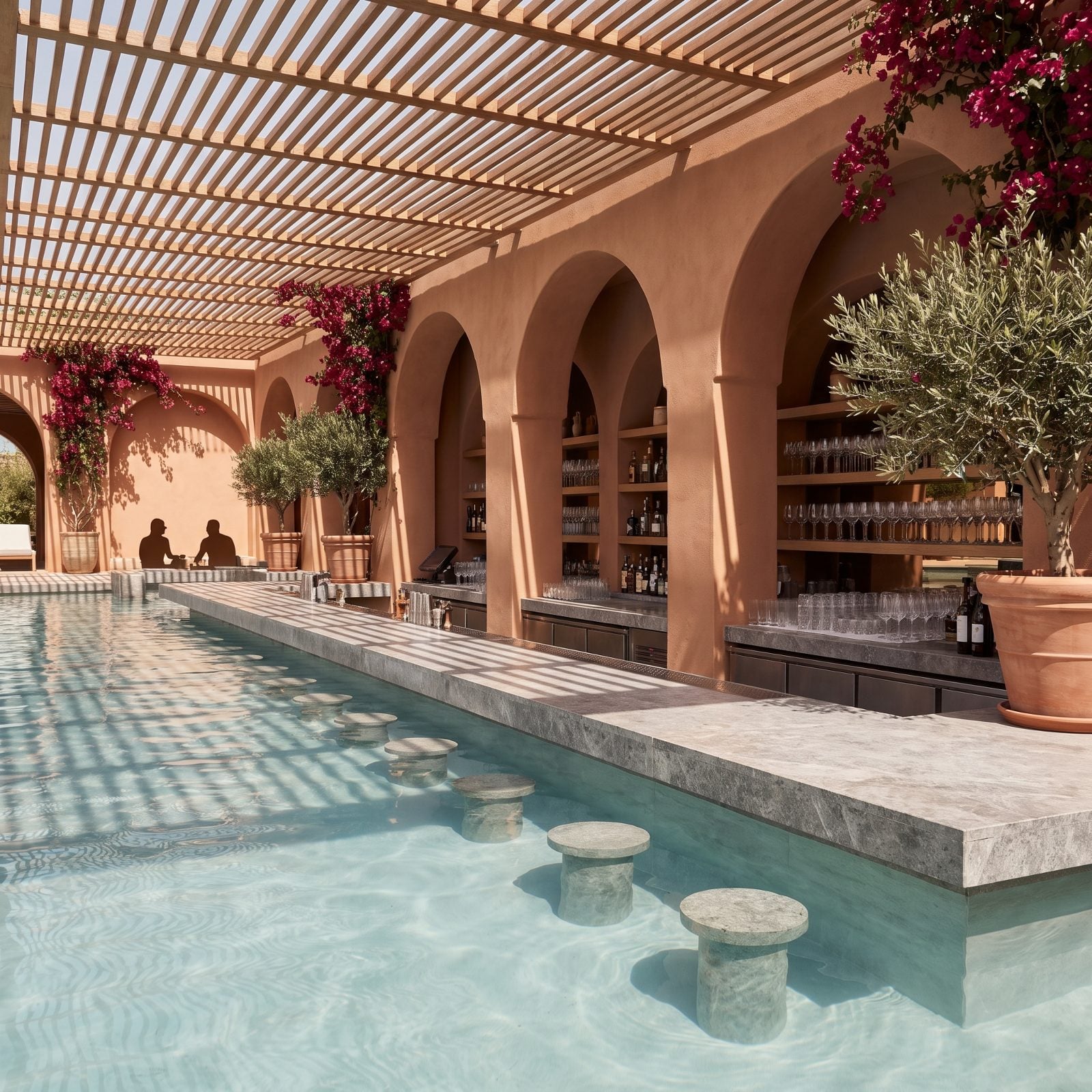 A Swim-Up Bar Designed as Part of the Architecture