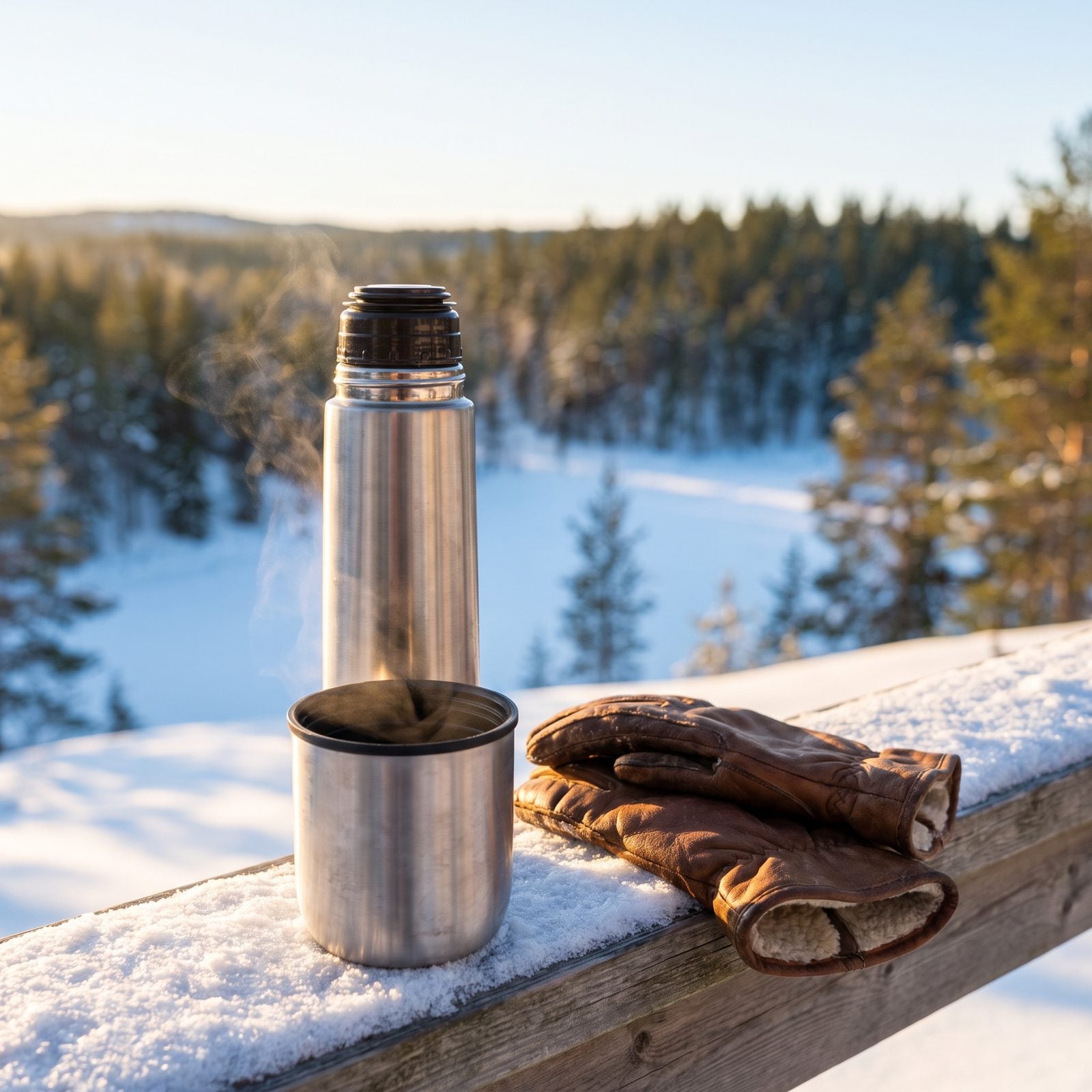 A Thermos for Taking Hot Drinks Outdoors
