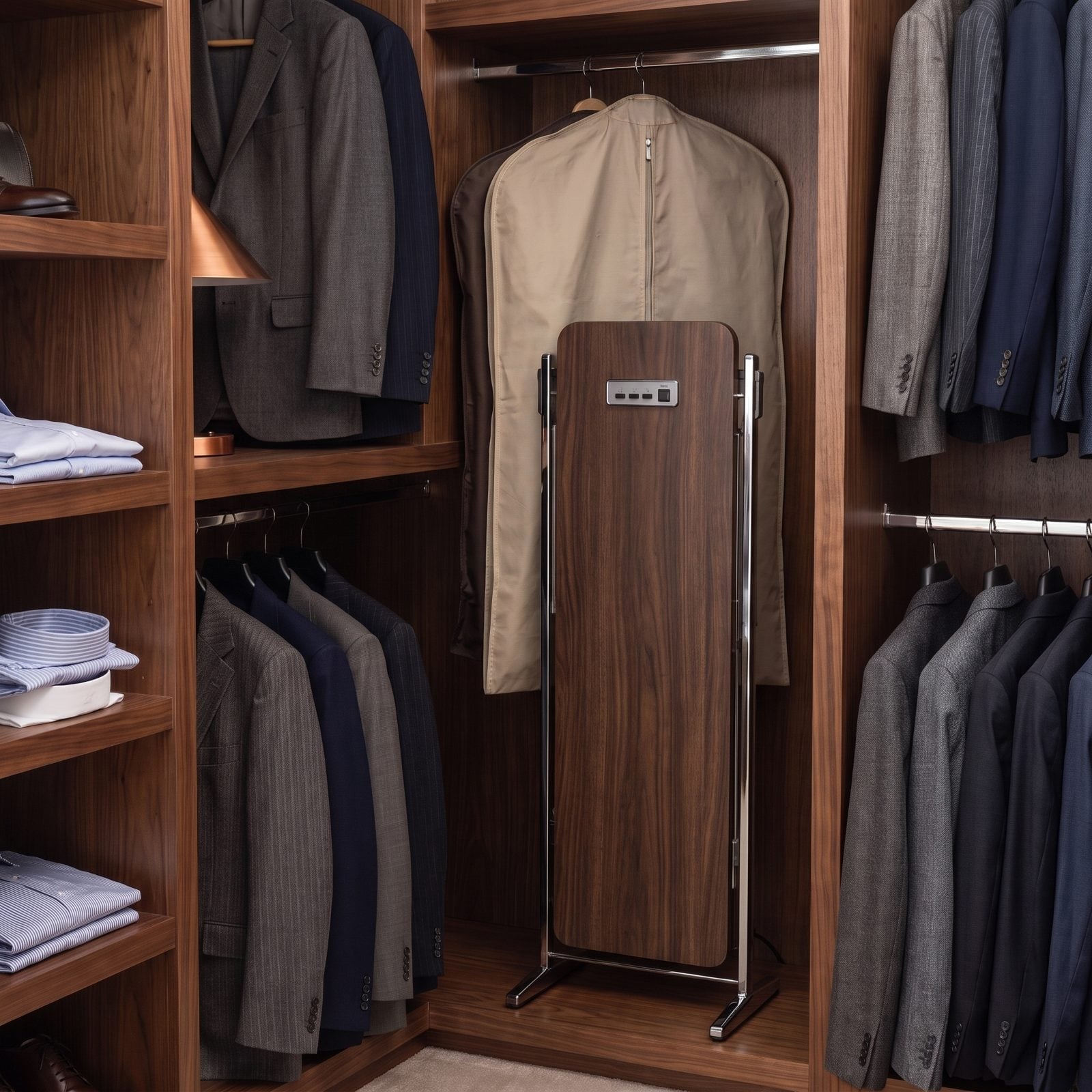 The Trouser Press Standing Guard in the Closet