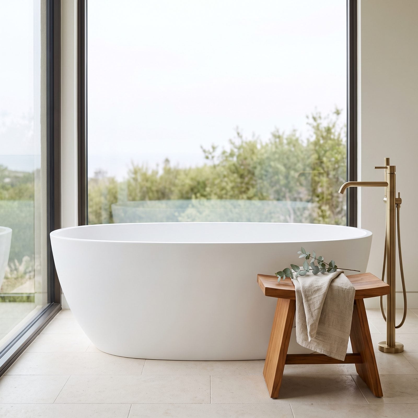 A Tub Positioned Toward a Window Dissolves the Walls Entirely