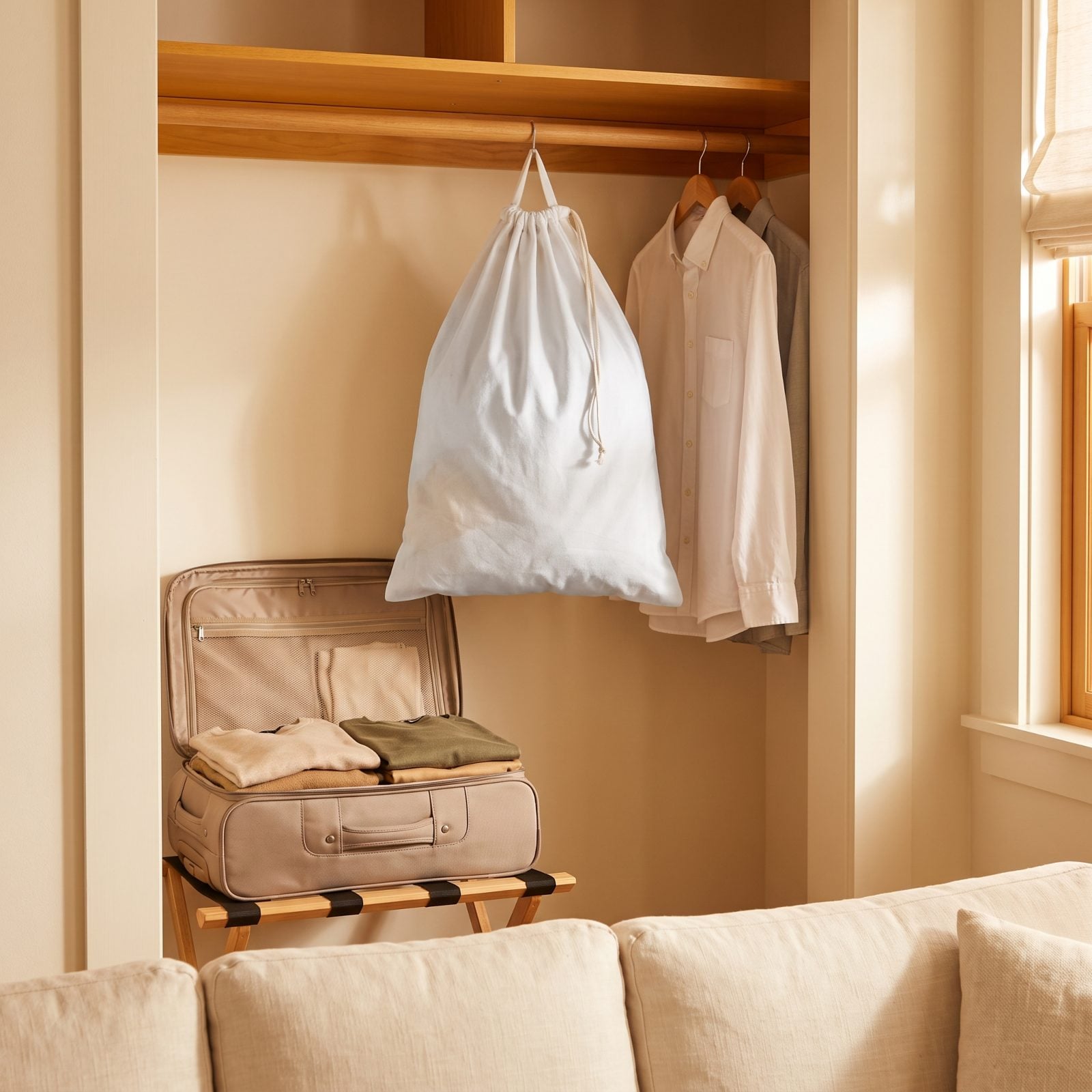 Turn the Hotel Laundry Bag Into a Dirty-Clothes Catch-All