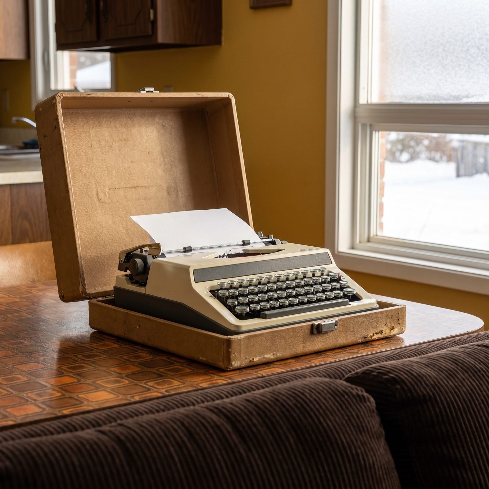 The Typewriter in Its Heavy Hard-Shell Case