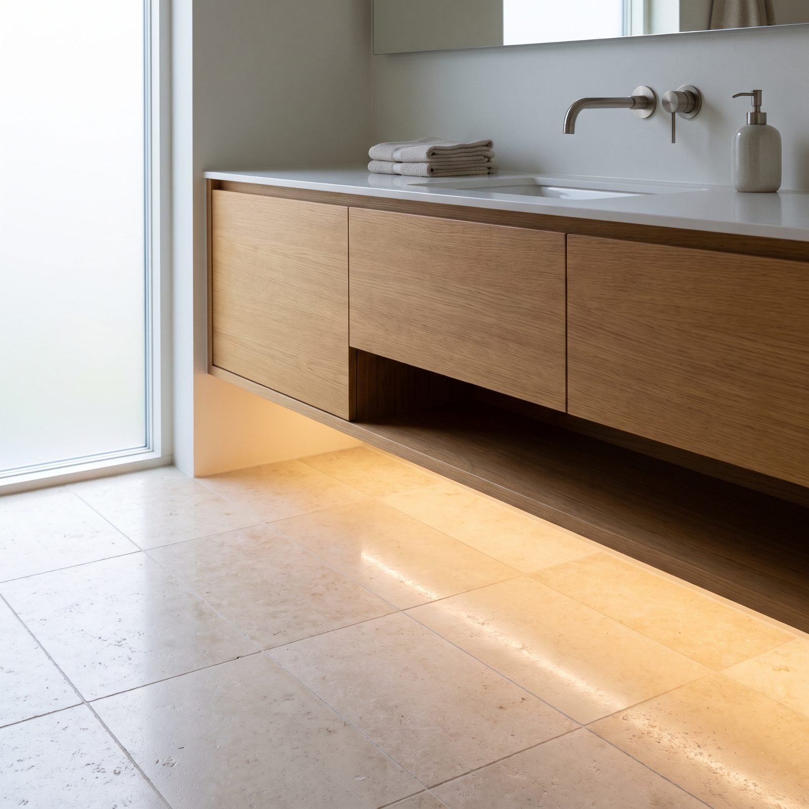 Under-Vanity Lighting That Reveals More Floor