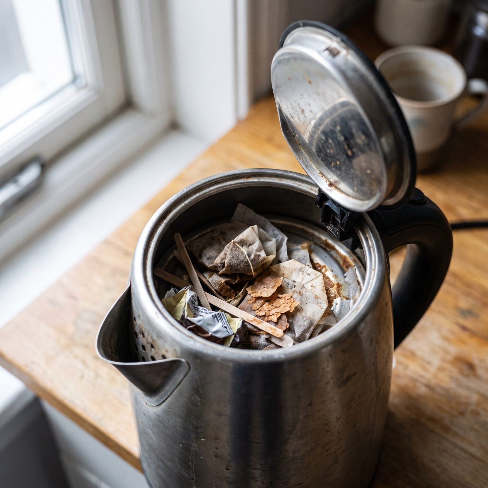 Using the Coffee Maker or Kettle as a Second Trash Can