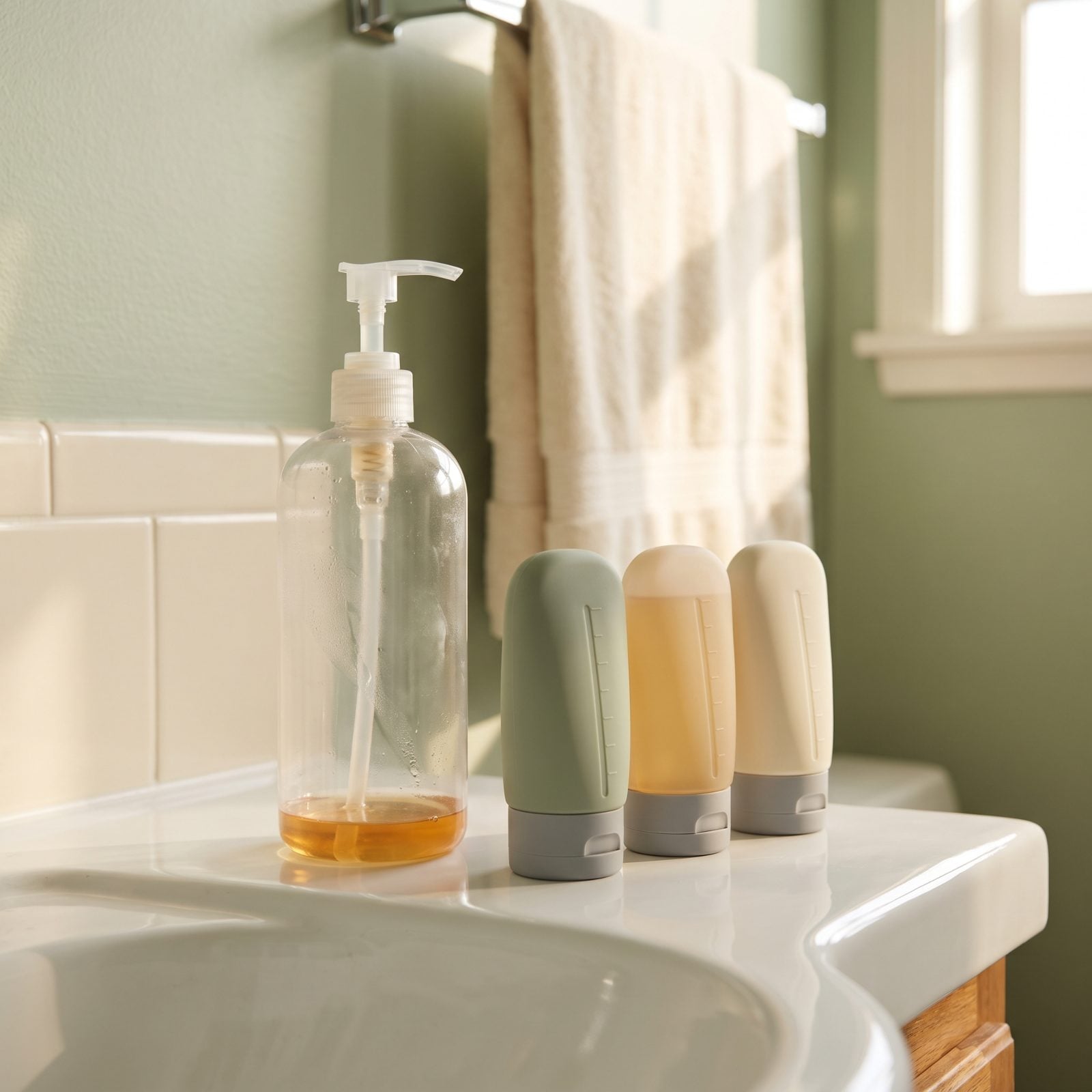 Using an Oversized Toiletry Bottle Even When It Is Almost Empty