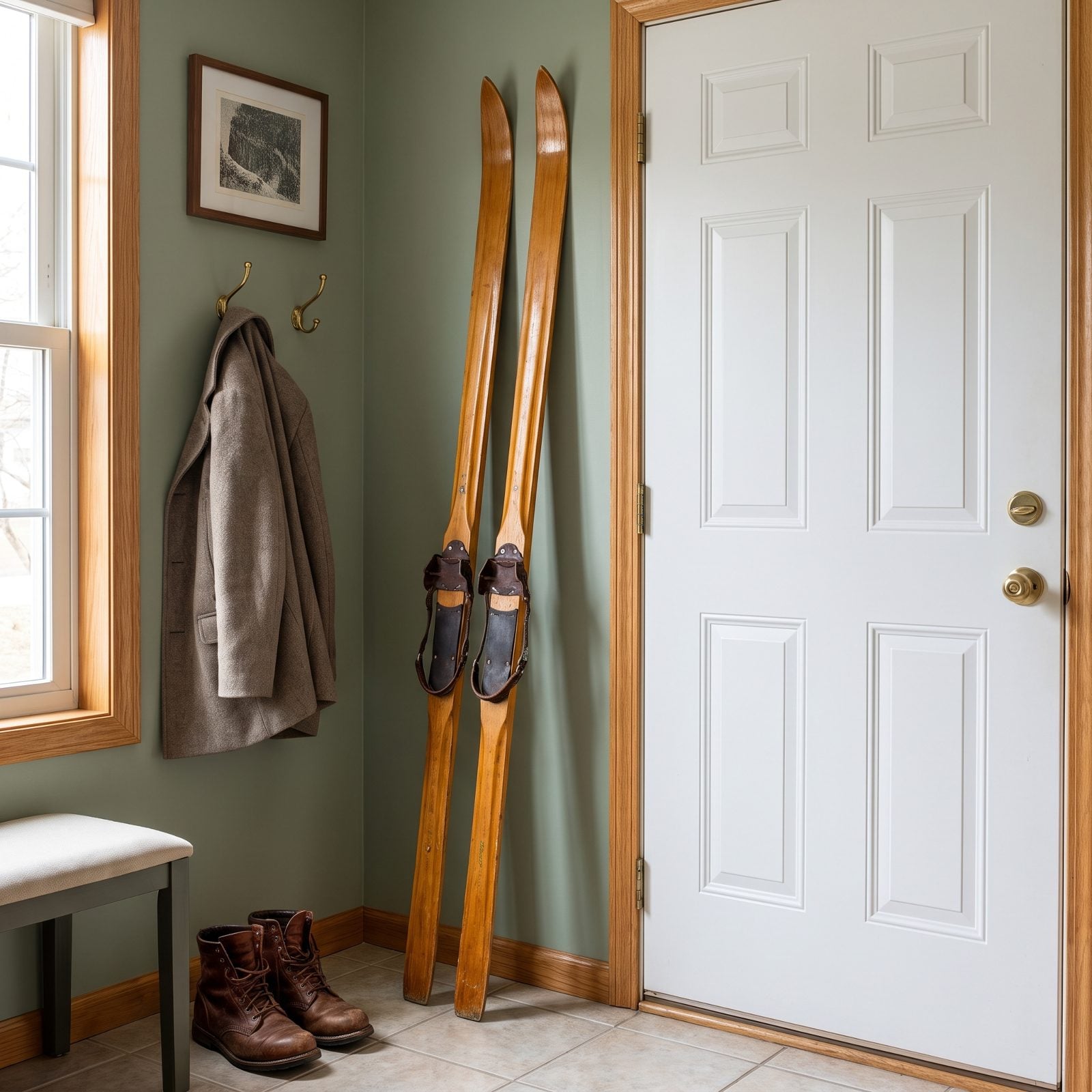 Vintage Skis Displayed Without Turning the Room Into a Theme