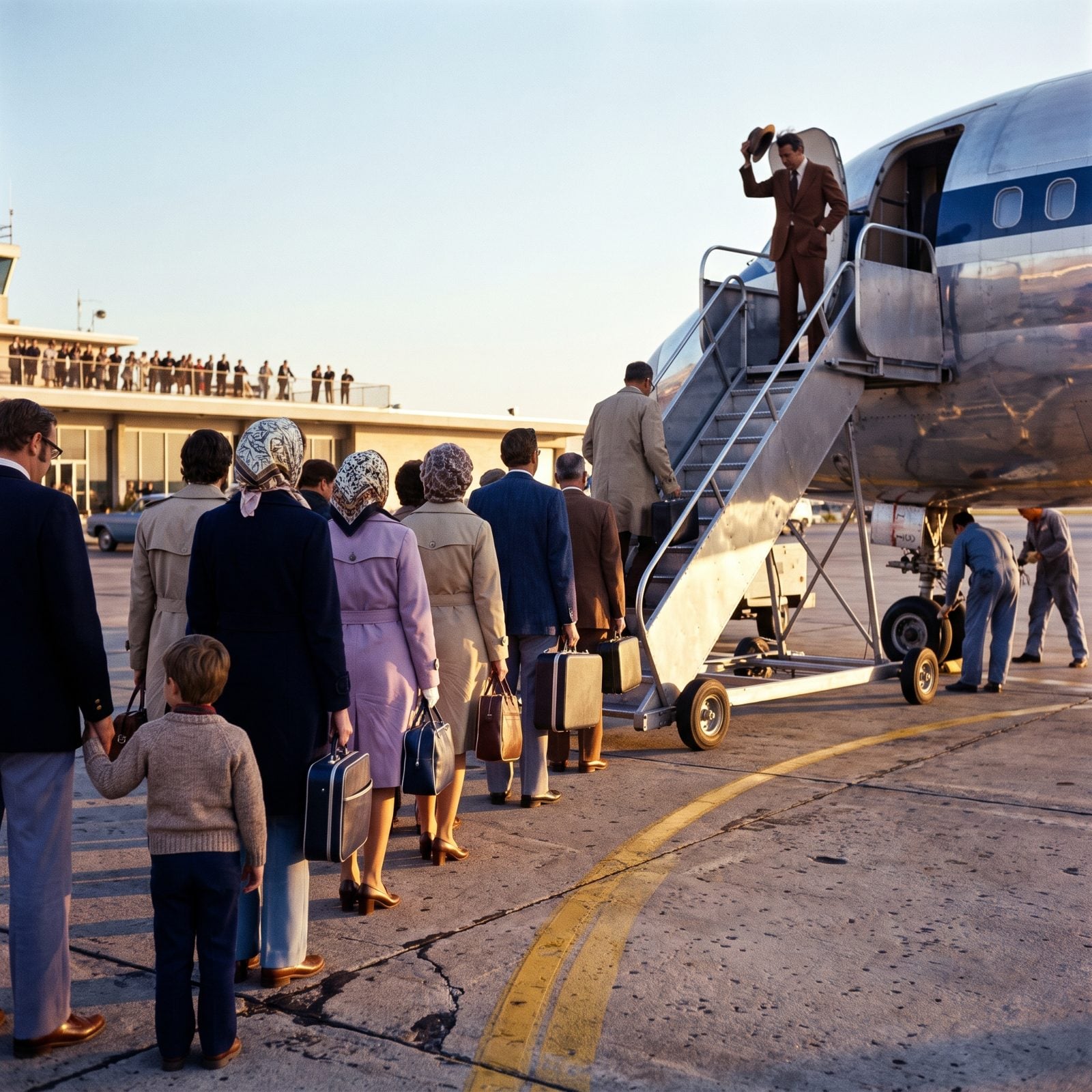 Walking Across the Apron and Climbing the Air Stairs to Board