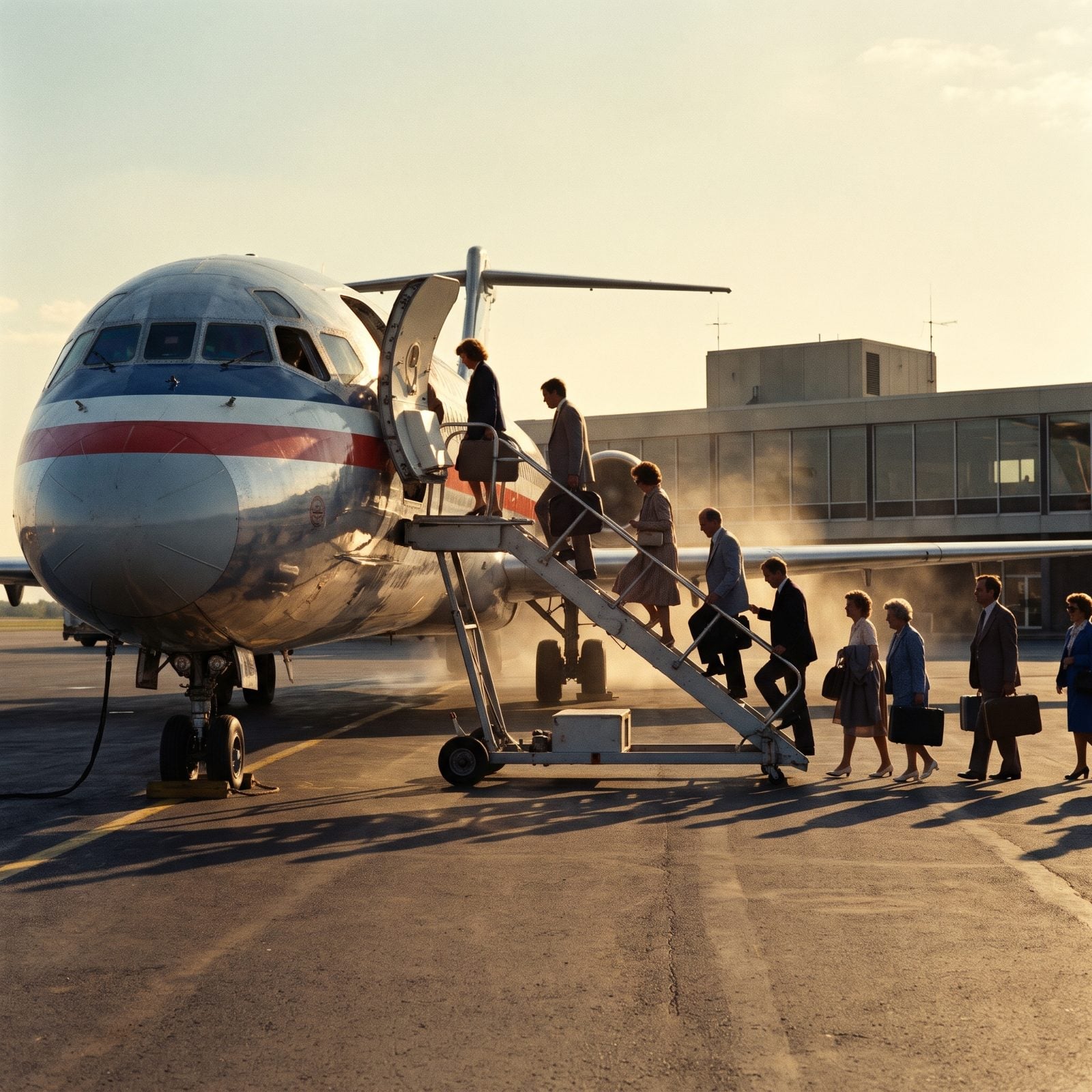 Walking Across the Tarmac to Climb the Stairs