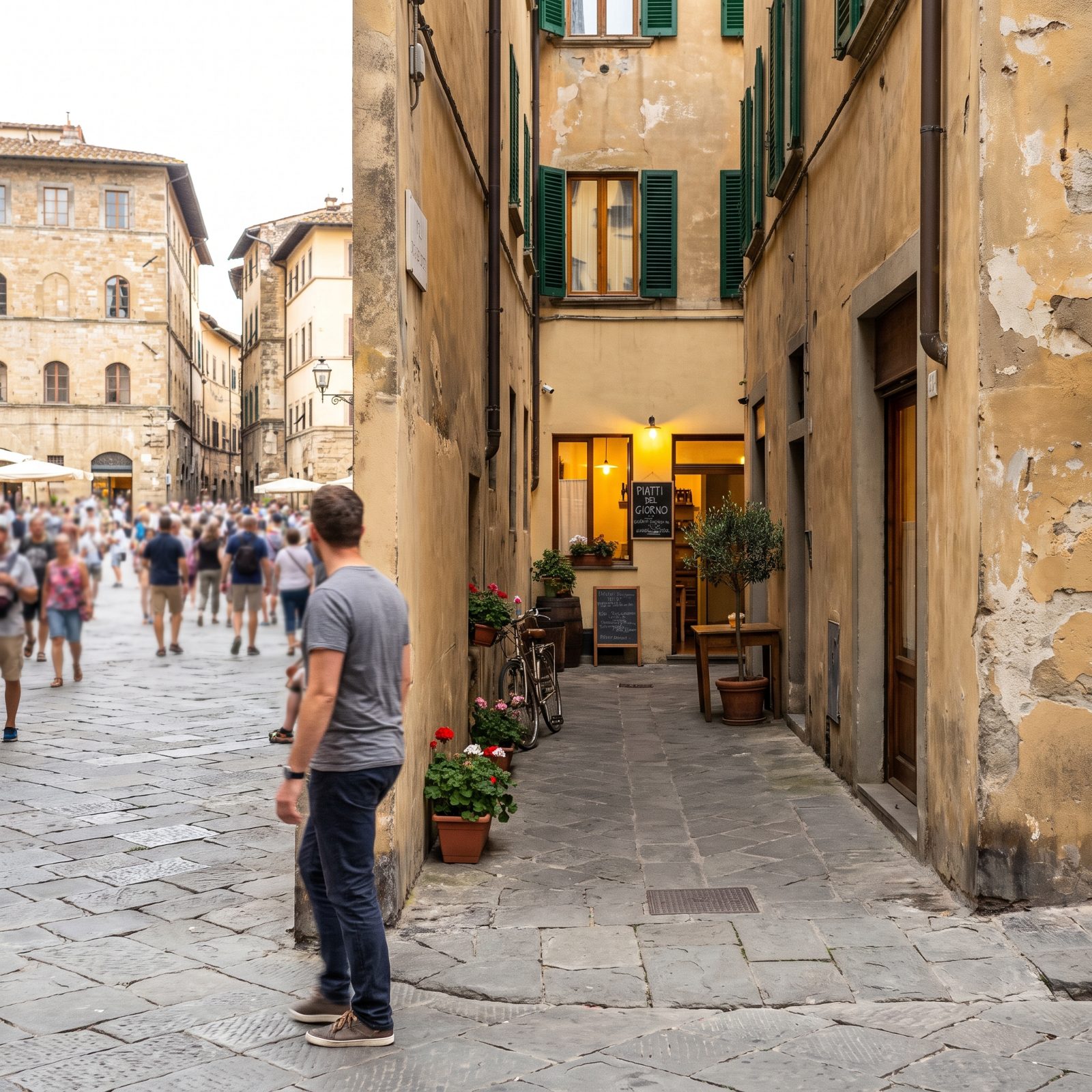 Walking One Block Beyond the Main Square Before Choosing a Restaurant