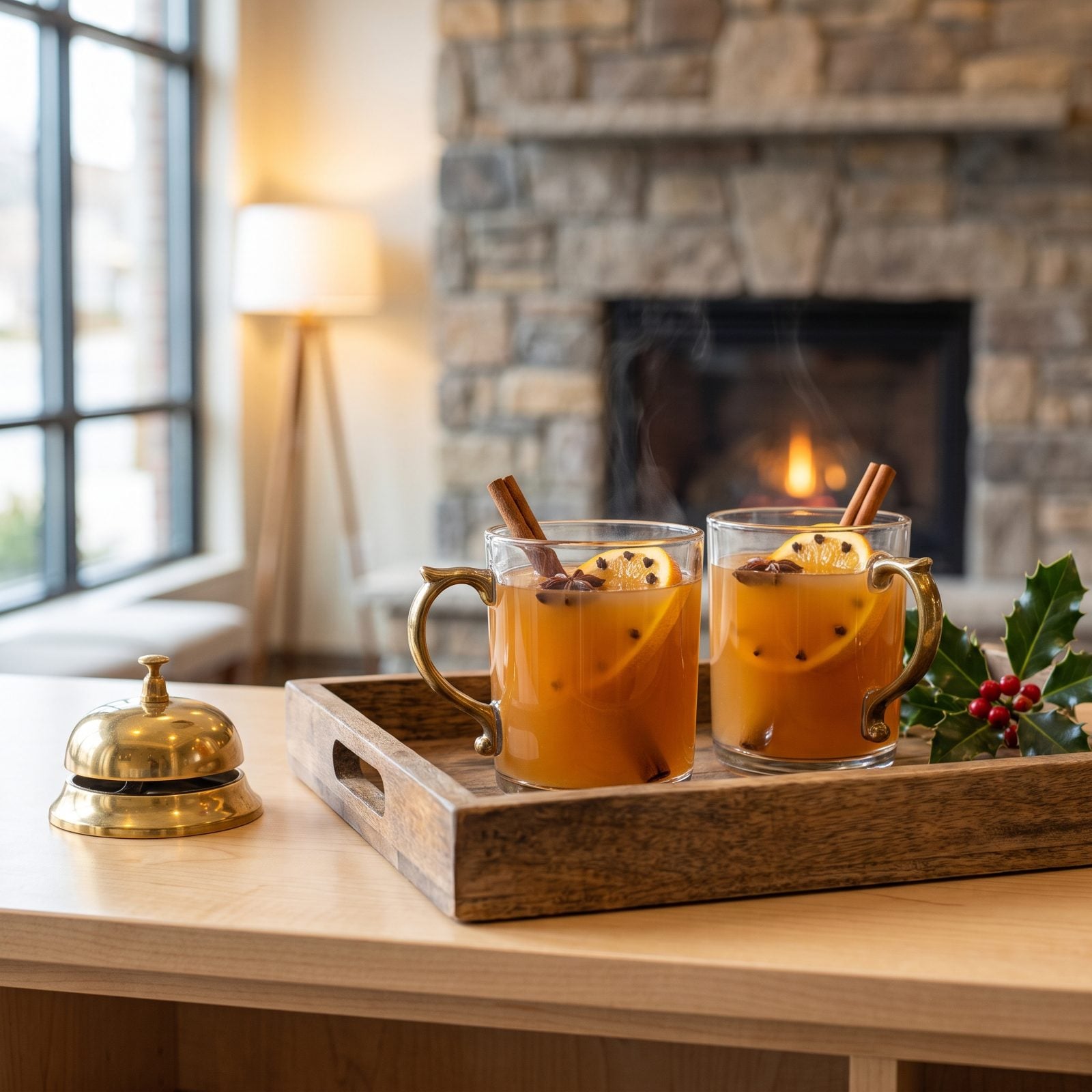 Warm Spiced Cider Served in Real Glassware
