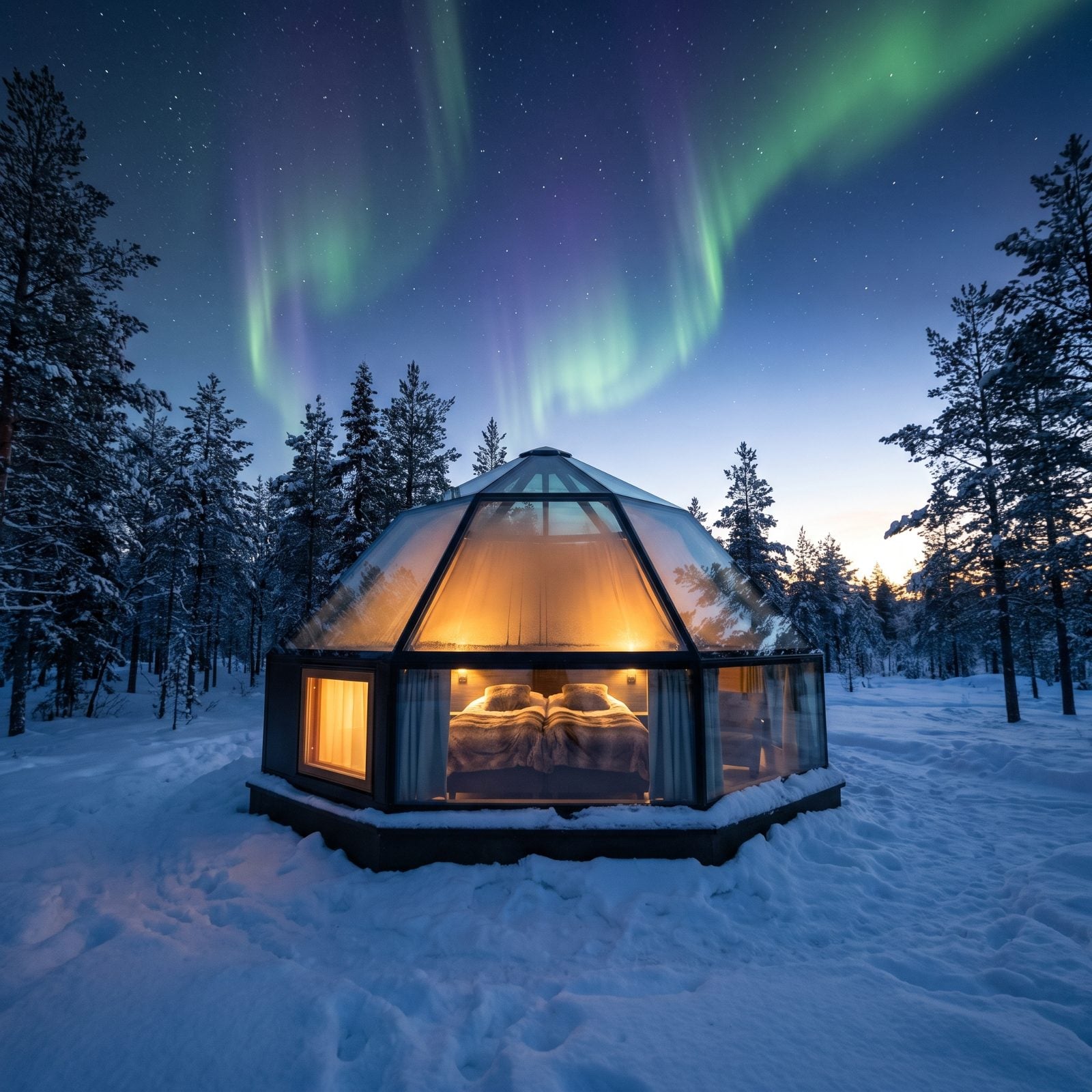 Watch the Northern Lights From a Glass Cabin in Finnish Lapland
