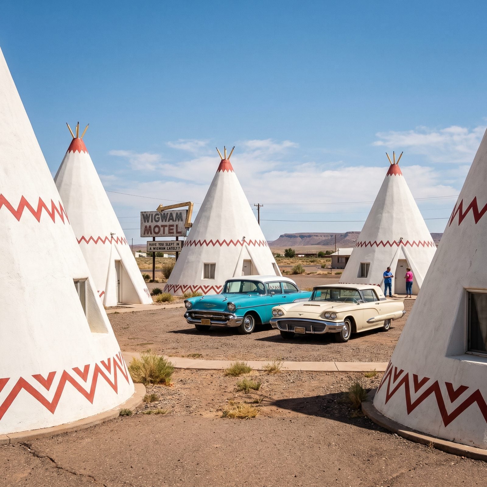Wigwam Motel in Holbrook, Arizona, concrete teepee rooms where motorists can still spend the night