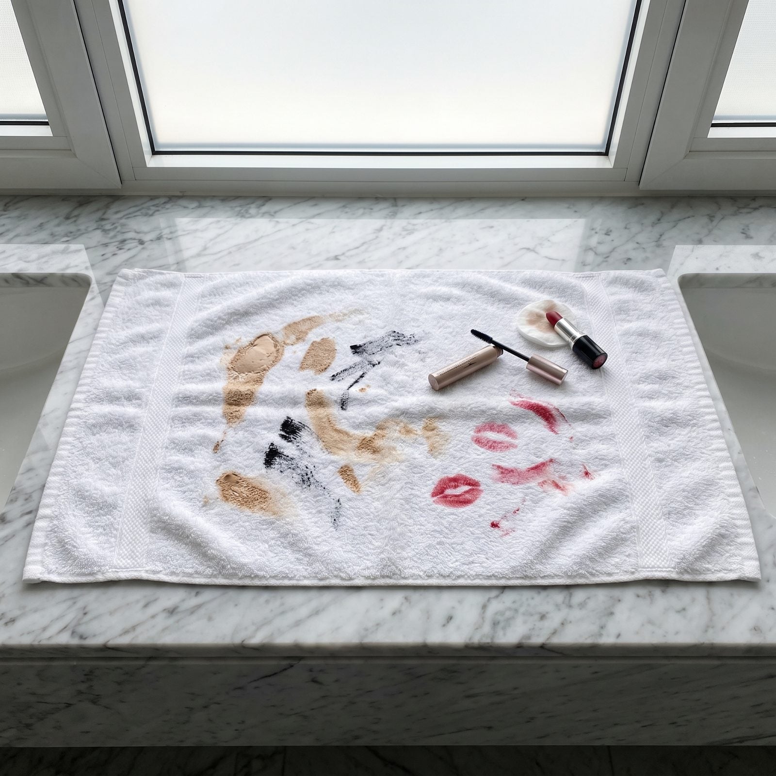 Wiping Off Makeup With the White Hotel Towels