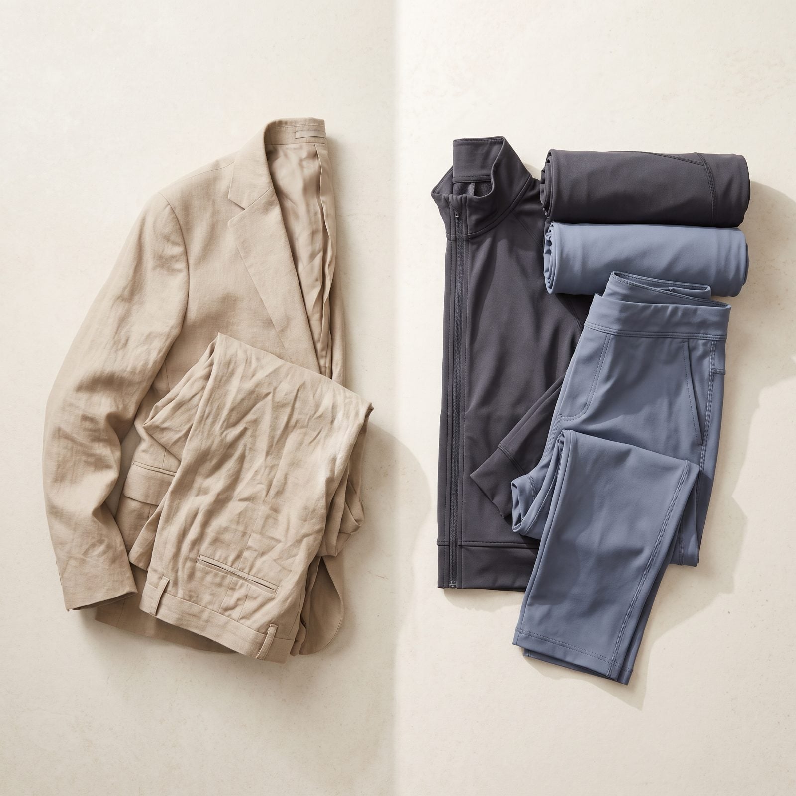 Wrinkle-Prone Formalwear Replaced by Packable Stretch Separates